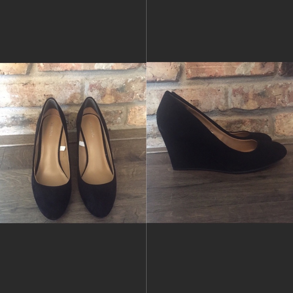 SOLD! Black wedge heels, worn 1x!